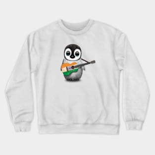 Baby Penguin Playing Indian Flag Guitar Crewneck Sweatshirt